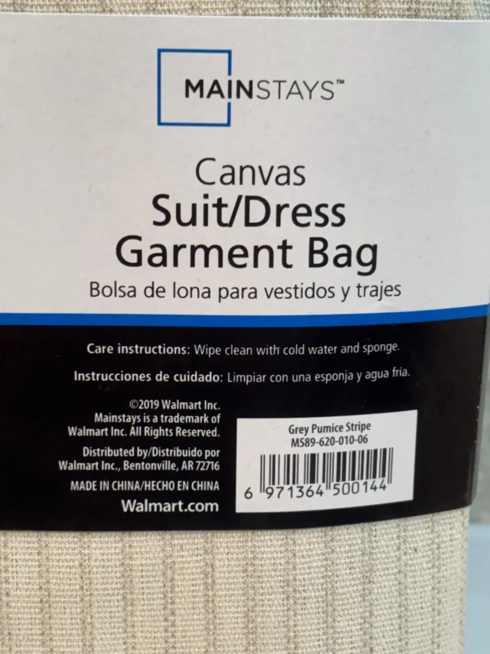 Mainstays Canvas Suit/Dress Garment Bag - Extended Length Fits Most Suits & Dres